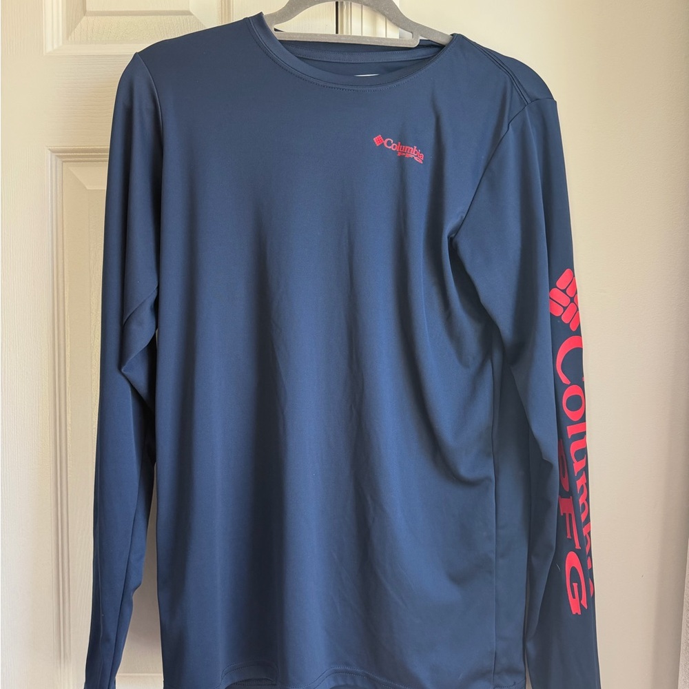 Columbia Navy Long Sleeve with Red Accents